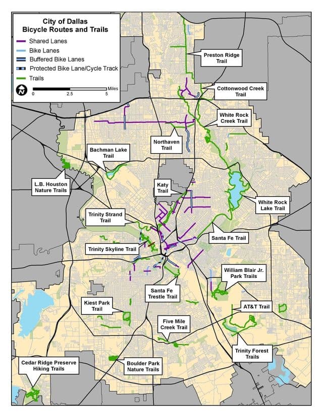 Dallas bike lane map