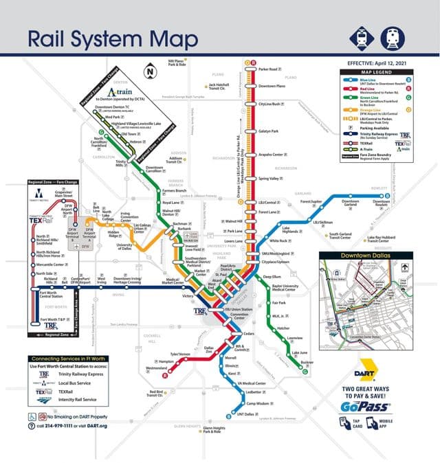 Dallas railway stations map