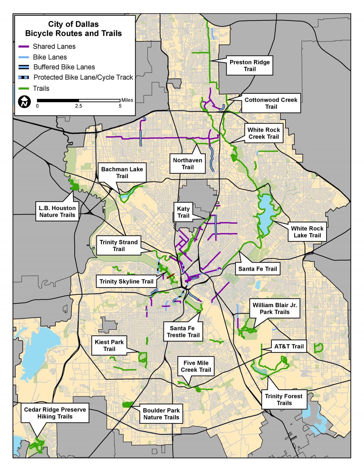 Dallas bike lane map