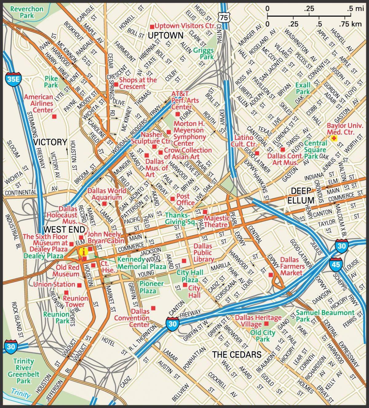 Dallas city center map
