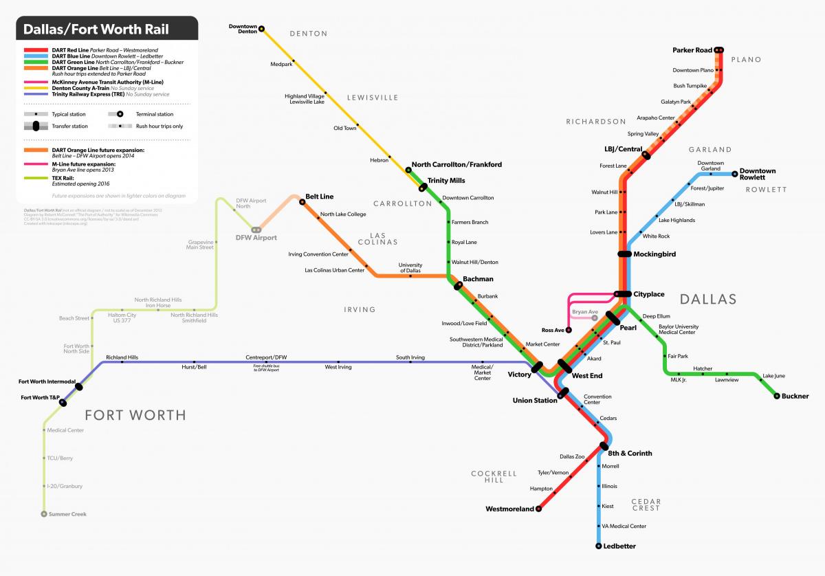 Dallas subway station map